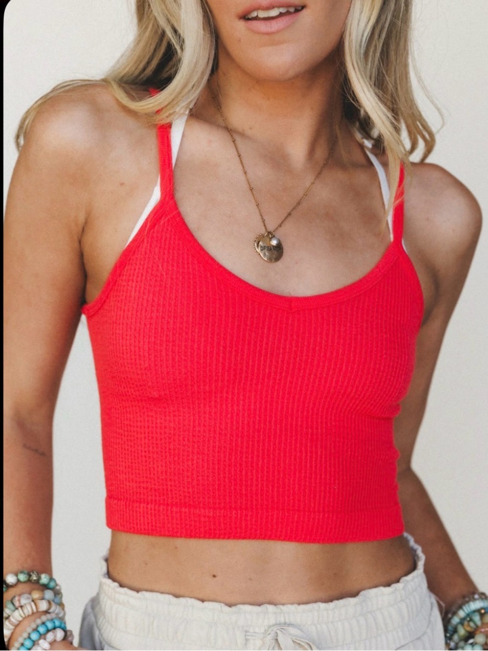New Red V-Neck Crop Top Tank